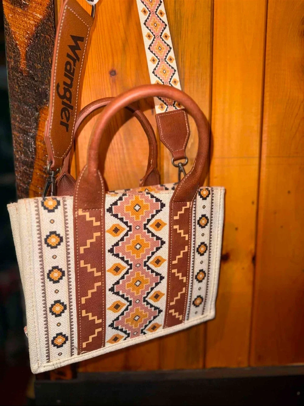 Wrangler Southwestern Tote in Brown, Cream, Yellow